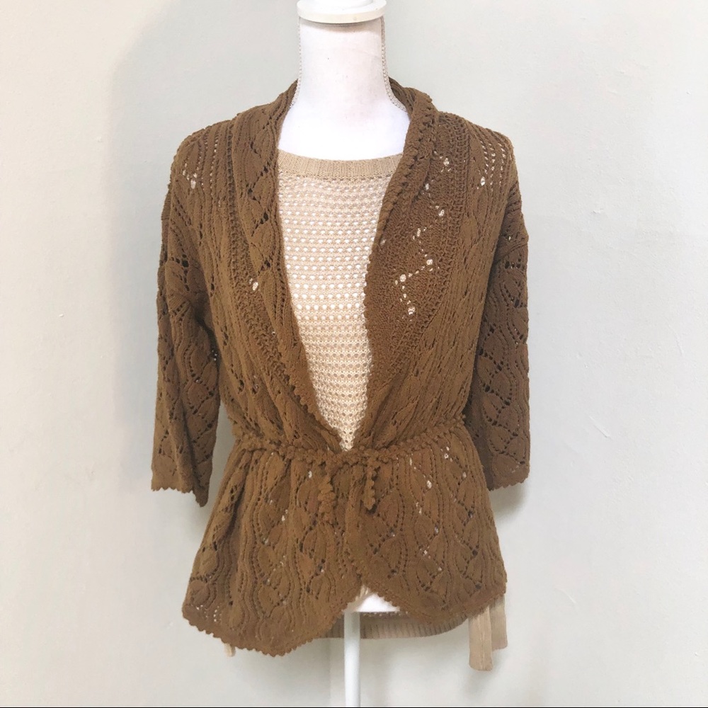 J Jill | Shawl Front Belted Mustard Cardigan